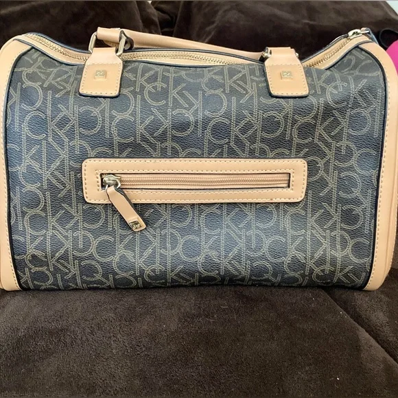 Calvin Klein Signature Monogrammed Satchel (Brown) - Picture 1 of 7